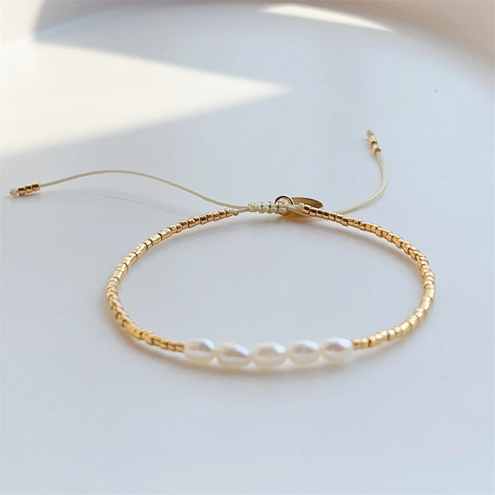 Luxury Natural Pearl Gold and Glass Bracelet 4