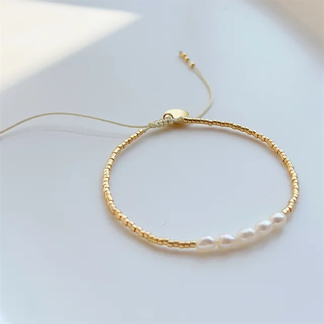 Luxury Natural Pearl Gold and Glass Bracelet – ZZS230009A 5